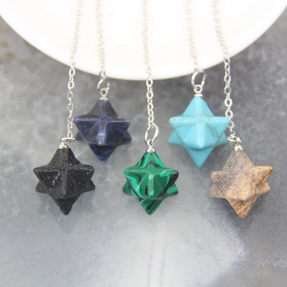 Pendentif Quartz en pierre naturelle pour hommes et femmes, cristal Merkaba, étoile, Onyx, Divination, bijoux tendance