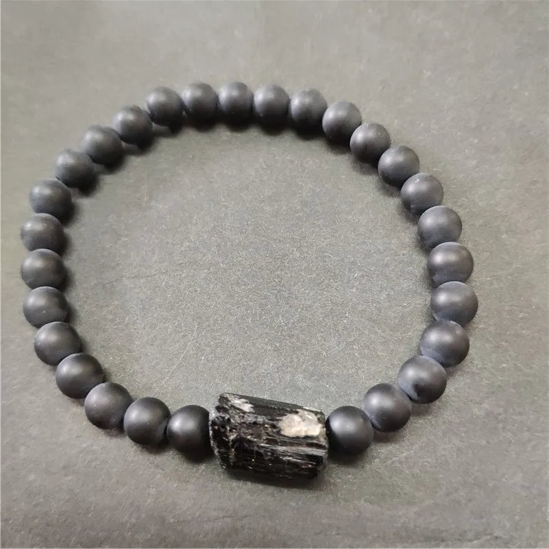 Tourmaline brute noire naturelle tourmli énergie minérale pierre de guérison oeil de tigre onyx hématite bracelets de perles pour homme femme