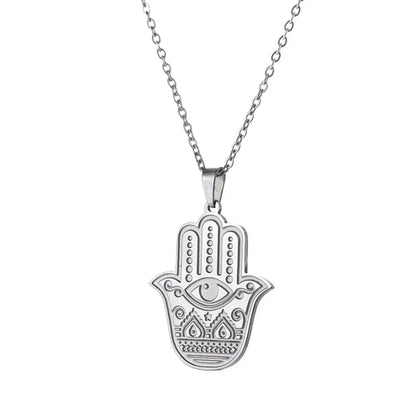 LIKGREAT main de Fatima Hamsa pendentif collier pour femmes en acier inoxydable classique mauvais œil breloques tour de cou bijoux cadeaux
