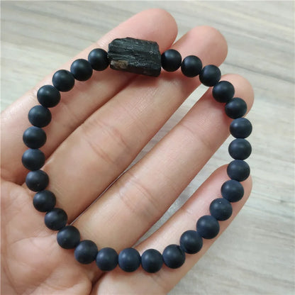 Tourmaline brute noire naturelle tourmli énergie minérale pierre de guérison oeil de tigre onyx hématite bracelets de perles pour homme femme