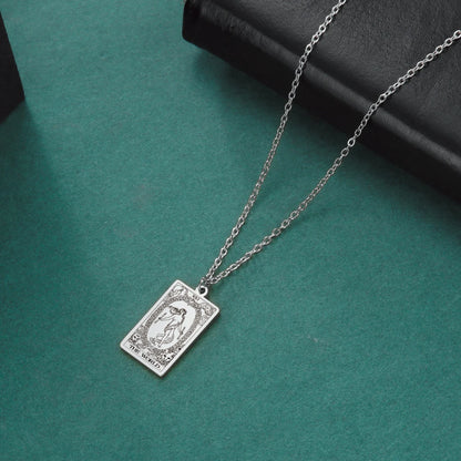 Dawapara – collier de cartes de Tarot pour femmes, en acier inoxydable, amulette de richesse, Tarot classique, arcanes majeurs, bijoux de Divination