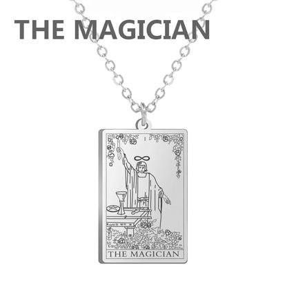 Dawapara – collier de cartes de Tarot pour femmes, en acier inoxydable, amulette de richesse, Tarot classique, arcanes majeurs, bijoux de Divination