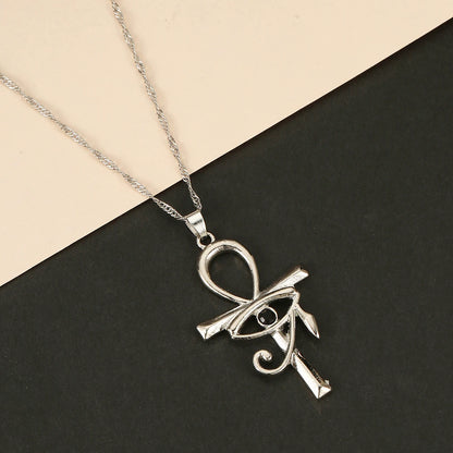 Kinitial nouveau CZ oeil d'horus egypte Protection pendentif à breloque Ankh croix collier religieux pour les femmes colliers ras du cou bijoux