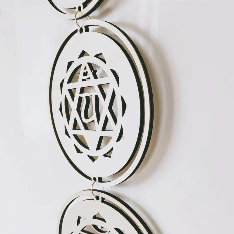 Yoga 7 Chakras bouddhiste Lotus Metatron hexagramme pendentif en bois tapisserie Ojibwe capteur de rêves sorcellerie tenture murale décor