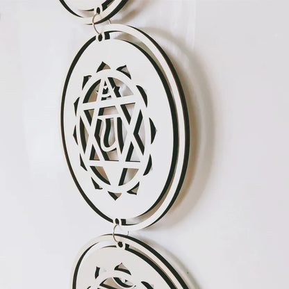 Yoga 7 Chakras bouddhiste Lotus Metatron hexagramme pendentif en bois tapisserie Ojibwe capteur de rêves sorcellerie tenture murale décor