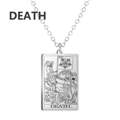 Dawapara – collier de cartes de Tarot pour femmes, en acier inoxydable, amulette de richesse, Tarot classique, arcanes majeurs, bijoux de Divination