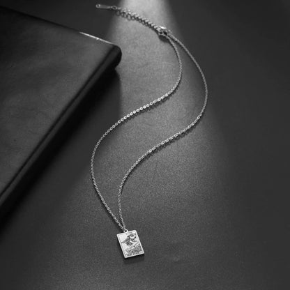 Dawapara – collier de cartes de Tarot pour femmes, en acier inoxydable, amulette de richesse, Tarot classique, arcanes majeurs, bijoux de Divination