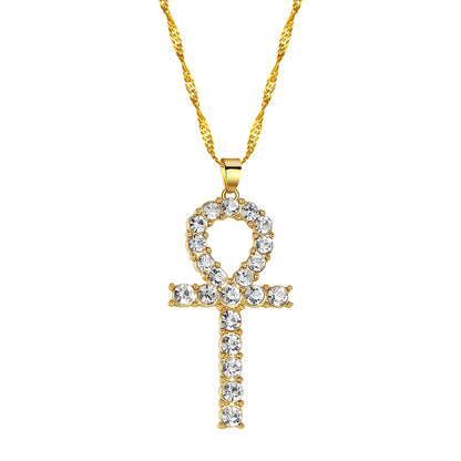Kinitial nouveau CZ oeil d'horus egypte Protection pendentif à breloque Ankh croix collier religieux pour les femmes colliers ras du cou bijoux