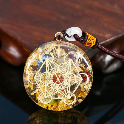 Orgonite pendentif collier Metatron Cube résine pendentif cosmique guérison cristal géométrie sacrée Chakra collier méditation bijoux