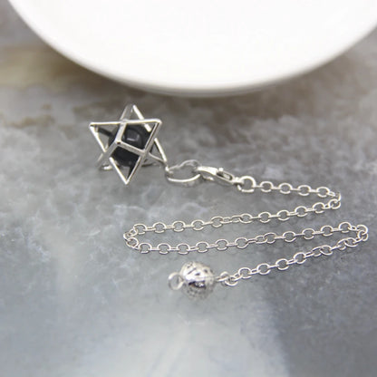 Merkaba-Pendentif en Pierre Naturelle pour Homme et Femme, Pendule en Clip Blanc, Howlite, Hématite, Hexagramme, Colliers de la raq, Bijoux de Cheminée