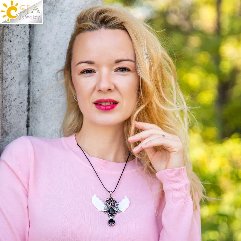 pendentif pierre naturelle pierre naturelle et cristaux , amethyste pierre naturelle Merkaba Collier avec pendentif en pierre naturelle, Collier forme de goutte d'eau, style Vintage, bijoux ailes d'ange, Lapis Lazuli