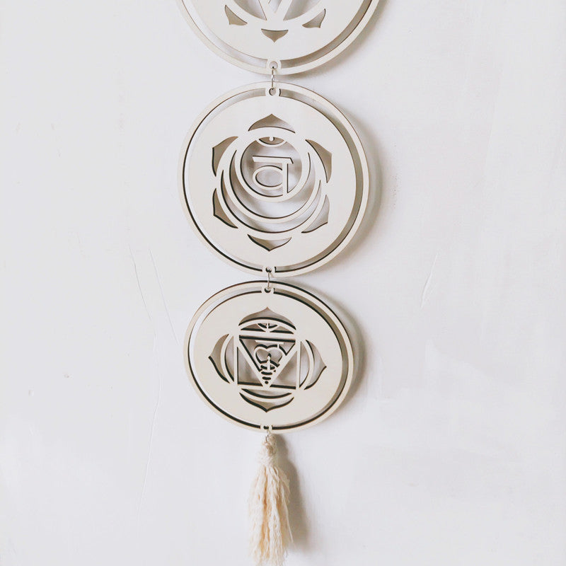 Yoga 7 Chakras bouddhiste Lotus Metatron hexagramme pendentif en bois tapisserie Ojibwe capteur de rêves sorcellerie tenture murale décor