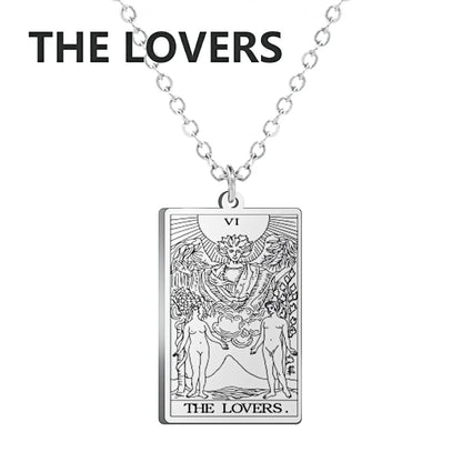Dawapara – collier de cartes de Tarot pour femmes, en acier inoxydable, amulette de richesse, Tarot classique, arcanes majeurs, bijoux de Divination