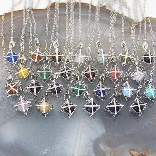Merkaba-Pendentif en Pierre Naturelle pour Homme et Femme, Pendule en Clip Blanc, Howlite, Hématite, Hexagramme, Colliers de la raq, Bijoux de Cheminée
