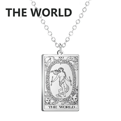 Dawapara – collier de cartes de Tarot pour femmes, en acier inoxydable, amulette de richesse, Tarot classique, arcanes majeurs, bijoux de Divination