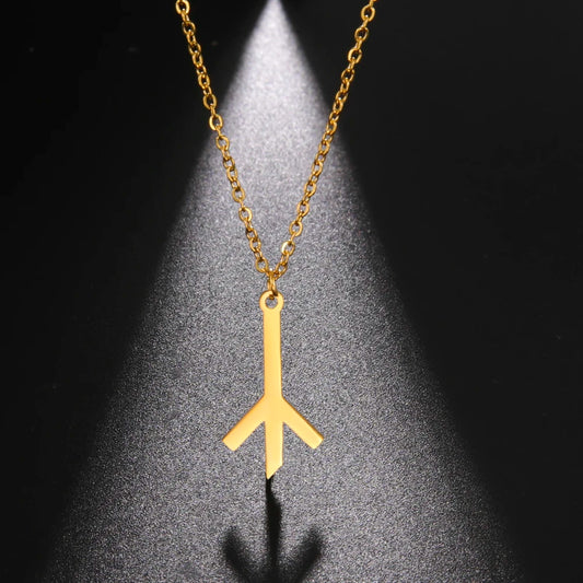 LIKGREAT Algiz Rune pendentif collier amulette nordique amitié païenne et Protection Talisman bijoux en acier inoxydable