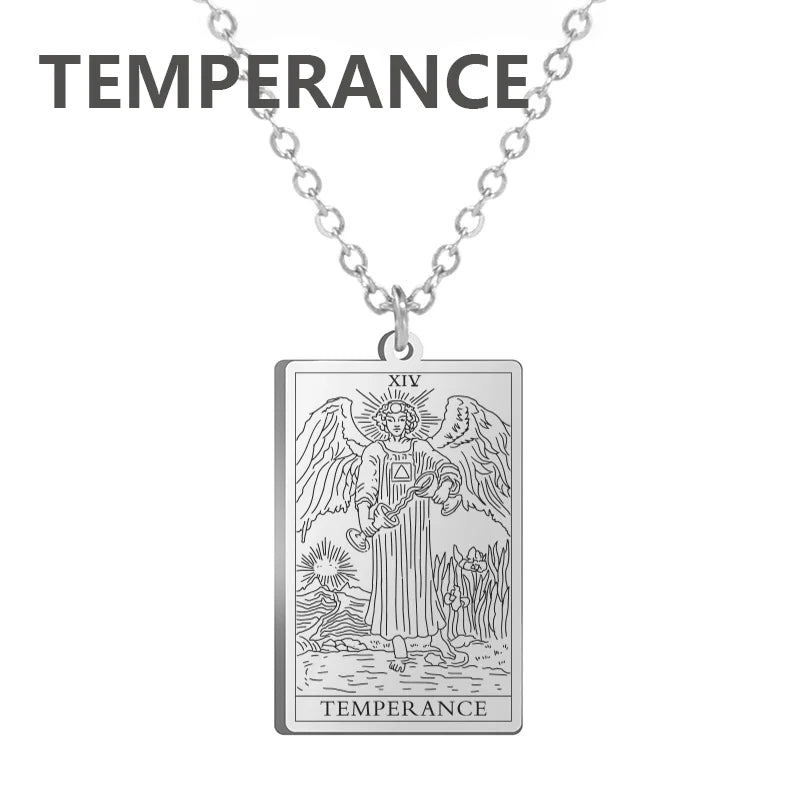 Dawapara – collier de cartes de Tarot pour femmes, en acier inoxydable, amulette de richesse, Tarot classique, arcanes majeurs, bijoux de Divination