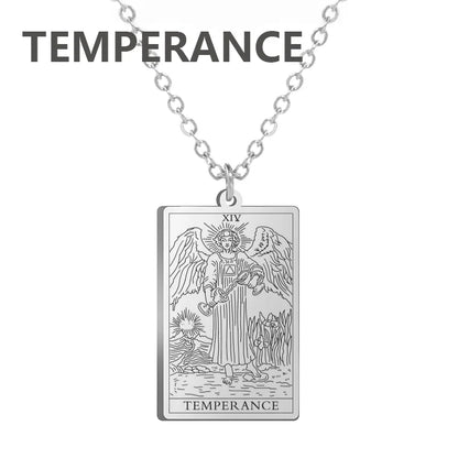 Dawapara – collier de cartes de Tarot pour femmes, en acier inoxydable, amulette de richesse, Tarot classique, arcanes majeurs, bijoux de Divination