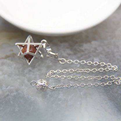 Merkaba-Pendentif en Pierre Naturelle pour Homme et Femme, Pendule en Clip Blanc, Howlite, Hématite, Hexagramme, Colliers de la raq, Bijoux de Cheminée