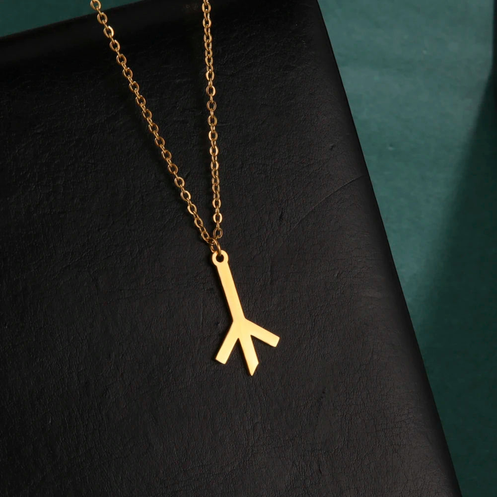 LIKGREAT Algiz Rune pendentif collier amulette nordique amitié païenne et Protection Talisman bijoux en acier inoxydable