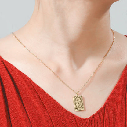 Dawapara – collier de cartes de Tarot pour femmes, en acier inoxydable, amulette de richesse, Tarot classique, arcanes majeurs, bijoux de Divination