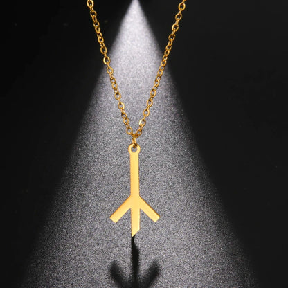 LIKGREAT Algiz Rune pendentif collier amulette nordique amitié païenne et Protection Talisman bijoux en acier inoxydable