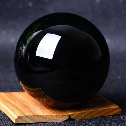 Sphère d'obsidienne noire naturelle asiatique 20-60mm, boule magique en cristal de Quartz, pierre de roche Reiki de guérison, objets de collection sans Base