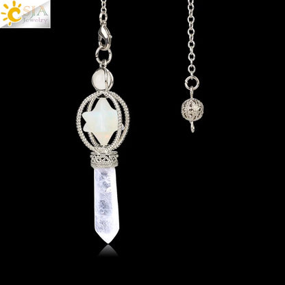 CSJA Merkaba – Balancier de Radiesthésie en Quartz, Pendule de Guérison en Pierre Naturelle, Cristal, Reiki, pendule divination ， pendule radiesthésie , pendule pierre naturelle , amethyste pendules divinatoire F770