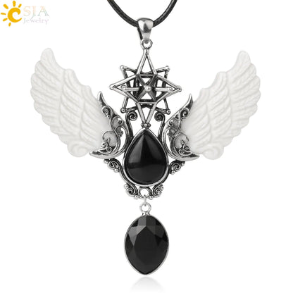 pendentif pierre naturelle pierre naturelle et cristaux , amethyste pierre naturelle Merkaba Collier avec pendentif en pierre naturelle, Collier forme de goutte d'eau, style Vintage, bijoux ailes d'ange, Lapis Lazuli