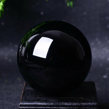 Sphère d'obsidienne noire naturelle asiatique 20-60mm, boule magique en cristal de Quartz, pierre de roche Reiki de guérison, objets de collection sans Base