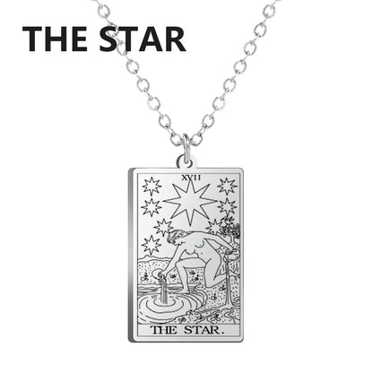 Dawapara – collier de cartes de Tarot pour femmes, en acier inoxydable, amulette de richesse, Tarot classique, arcanes majeurs, bijoux de Divination