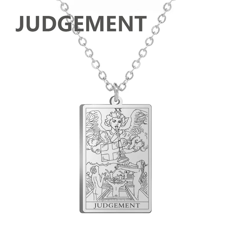 Dawapara – collier de cartes de Tarot pour femmes, en acier inoxydable, amulette de richesse, Tarot classique, arcanes majeurs, bijoux de Divination