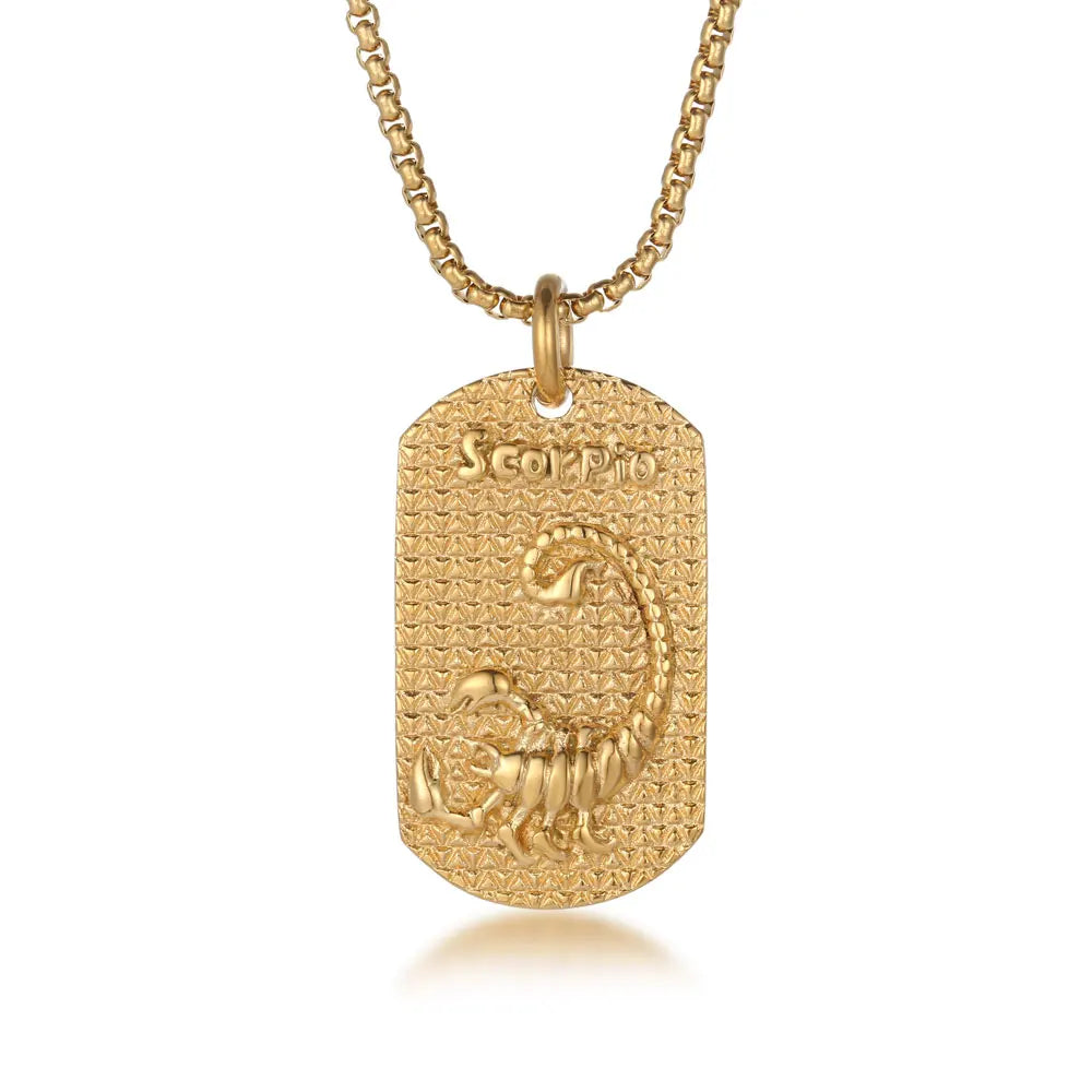 Collier Constellation Zodiac STRATravelling pour Homme, Acier Inoxydable, Bijoux à la Mode, Bélier Terminé, Vierge, Vèbre, Scorpion, 12 Styles