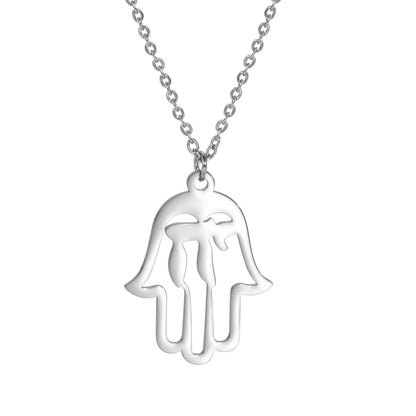 LIKGREAT main de Fatima Hamsa pendentif collier pour femmes en acier inoxydable classique mauvais œil breloques tour de cou bijoux cadeaux