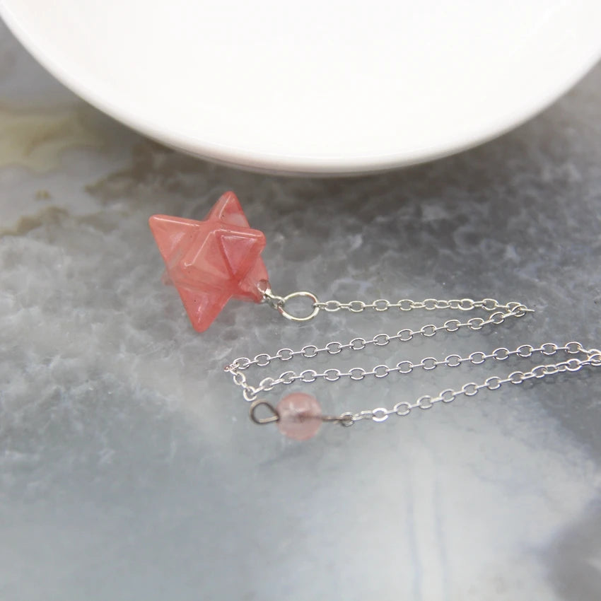 Pendentif Quartz en pierre naturelle pour hommes et femmes, cristal Merkaba, étoile, Onyx, Divination, bijoux tendance