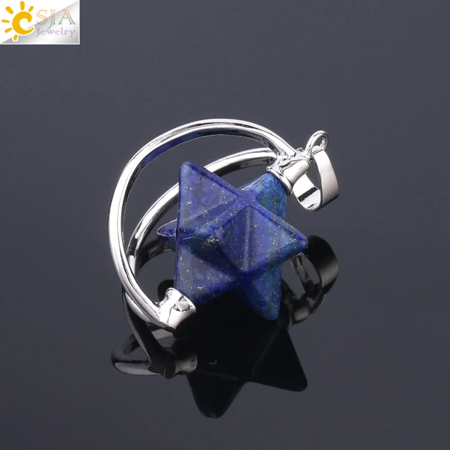 CSJA – pendentif Merkabah pour collier en pierre naturelle, cristal clair violet, guérison spirituelle, Reiki, bijoux Wicca F632