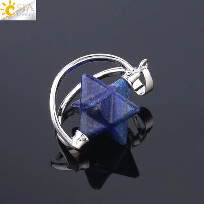 CSJA – pendentif Merkabah pour collier en pierre naturelle, cristal clair violet, guérison spirituelle, Reiki, bijoux Wicca F632