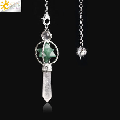 CSJA Merkaba – Balancier de Radiesthésie en Quartz, Pendule de Guérison en Pierre Naturelle, Cristal, Reiki, pendule divination ， pendule radiesthésie , pendule pierre naturelle , amethyste pendules divinatoire F770