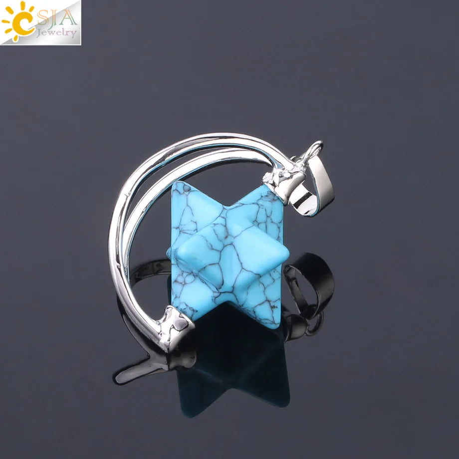 CSJA – pendentif Merkabah pour collier en pierre naturelle, cristal clair violet, guérison spirituelle, Reiki, bijoux Wicca F632