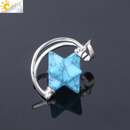 CSJA – pendentif Merkabah pour collier en pierre naturelle, cristal clair violet, guérison spirituelle, Reiki, bijoux Wicca F632