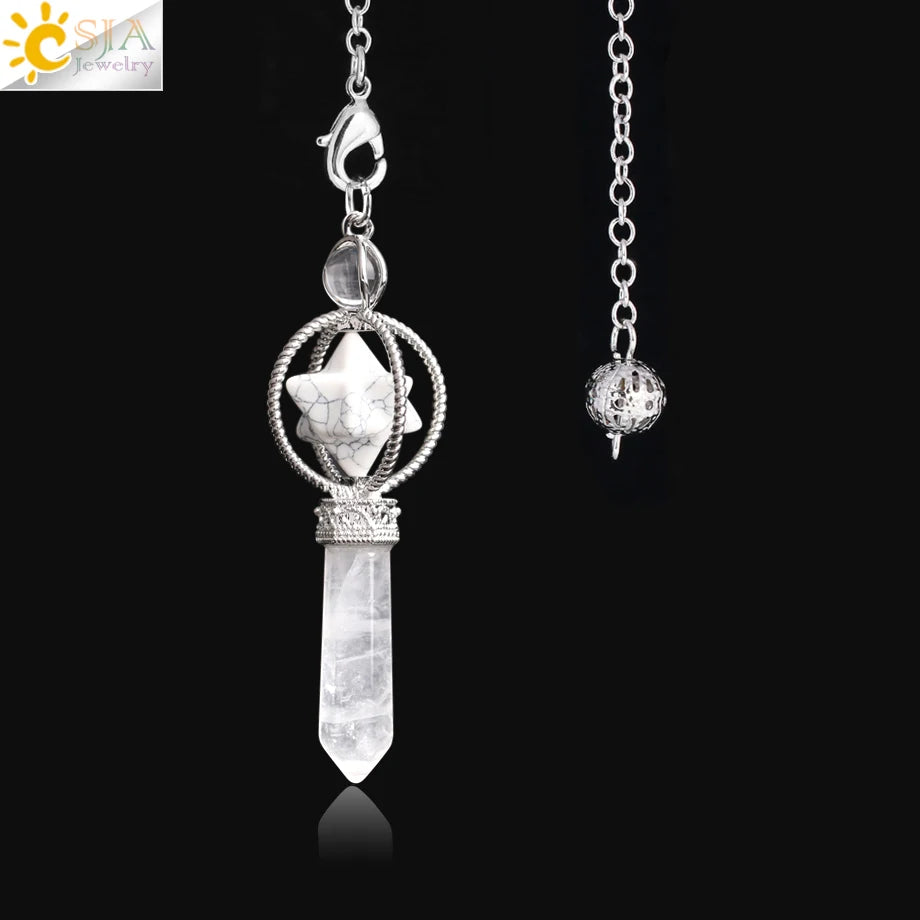 CSJA Merkaba – Balancier de Radiesthésie en Quartz, Pendule de Guérison en Pierre Naturelle, Cristal, Reiki, pendule divination ， pendule radiesthésie , pendule pierre naturelle , amethyste pendules divinatoire F770