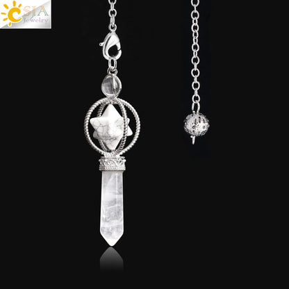 CSJA Merkaba – Balancier de Radiesthésie en Quartz, Pendule de Guérison en Pierre Naturelle, Cristal, Reiki, pendule divination ， pendule radiesthésie , pendule pierre naturelle , amethyste pendules divinatoire F770