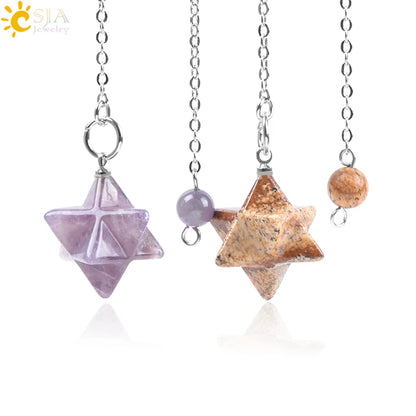 CJSA pendule radiesthésie , pendule pierre naturelle  pendule divination  Pendule en pierre chakra Reiki naturelle, motif merkhaba wicca, cristal rose lapis lazuli et onyx, pendule divination pendule divinatoire F055