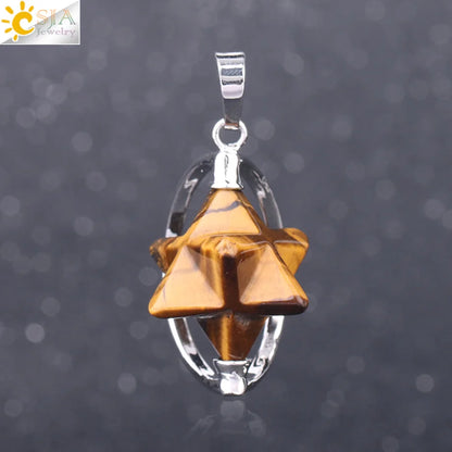 CSJA – pendentif Merkabah pour collier en pierre naturelle, cristal clair violet, guérison spirituelle, Reiki, bijoux Wicca F632