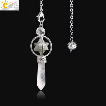CSJA Merkaba – Balancier de Radiesthésie en Quartz, Pendule de Guérison en Pierre Naturelle, Cristal, Reiki, pendule divination ， pendule radiesthésie , pendule pierre naturelle , amethyste pendules divinatoire F770