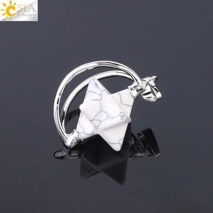 CSJA – pendentif Merkabah pour collier en pierre naturelle, cristal clair violet, guérison spirituelle, Reiki, bijoux Wicca F632