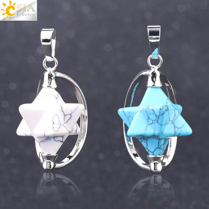 CSJA – pendentif Merkabah pour collier en pierre naturelle, cristal clair violet, guérison spirituelle, Reiki, bijoux Wicca F632