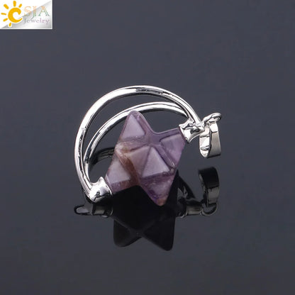 CSJA – pendentif Merkabah pour collier en pierre naturelle, cristal clair violet, guérison spirituelle, Reiki, bijoux Wicca F632