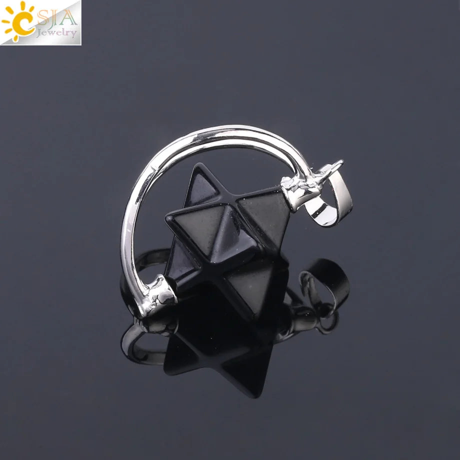 CSJA – pendentif Merkabah pour collier en pierre naturelle, cristal clair violet, guérison spirituelle, Reiki, bijoux Wicca F632