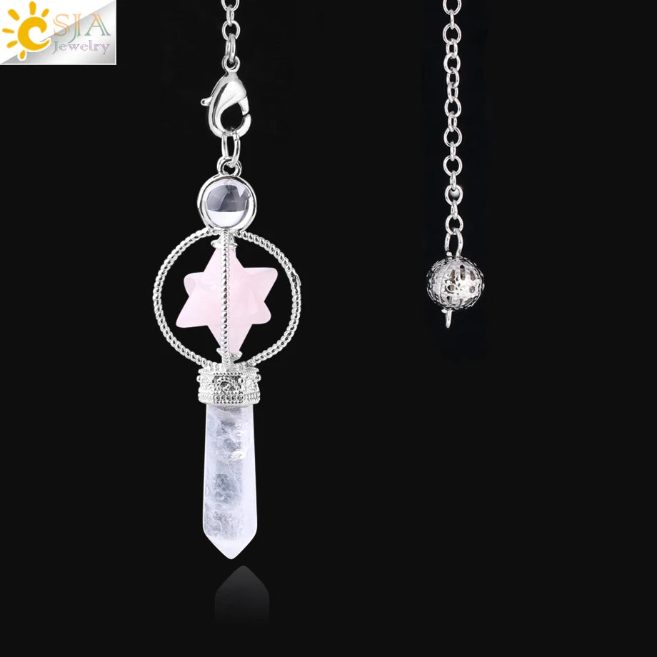 CSJA Merkaba – Balancier de Radiesthésie en Quartz, Pendule de Guérison en Pierre Naturelle, Cristal, Reiki, pendule divination ， pendule radiesthésie , pendule pierre naturelle , amethyste pendules divinatoire F770